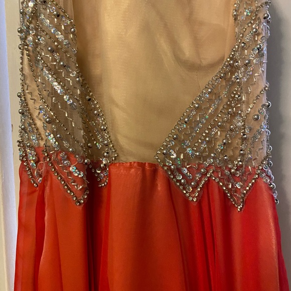 Long Red/Orange sparkle prom dress - Picture 4 of 5